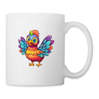Poule Aquarelle Colorée Dessin Animé Kawaii Animal - Mug blanc - blanc - Droite