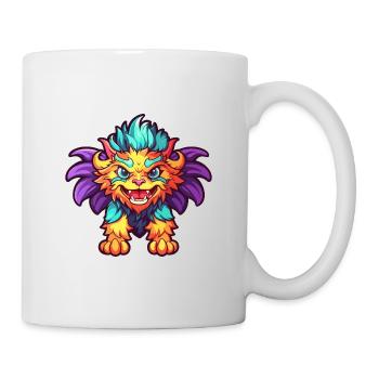 Manticore Bunte Aquarell-Karikatur Kawaii Anima - Tasse - Weiß - Rechts