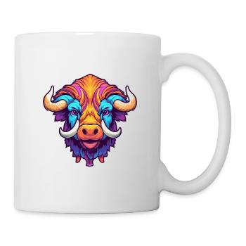 Buffalo Colorful Watercolor Cartoon Kawaii Animal - Mug - white - Right