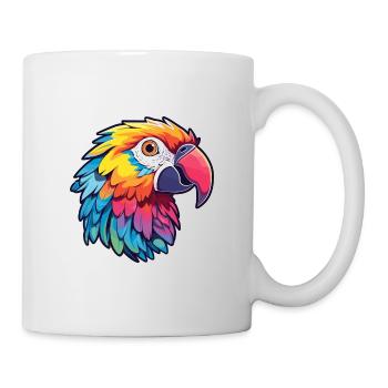 Papagei buntes Aquarell Cartoon Kawaii Tier - Tasse - Weiß - Rechts