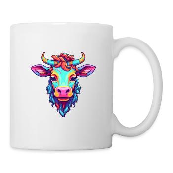 Vache Aquarelle Colorée Dessin Animé Kawaii Animal - Mug blanc - blanc - Droite