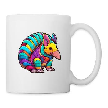 Gürteltier Bunte Aquarell-Karikatur Kawaii Anima - Tasse - Weiß - Rechts