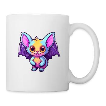 Fledermaus buntes Aquarell Cartoon Kawaii Tier - Tasse - Weiß - Rechts