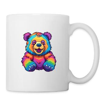 Bär buntes Aquarell Cartoon Kawaii Tier - Tasse - Weiß - Rechts