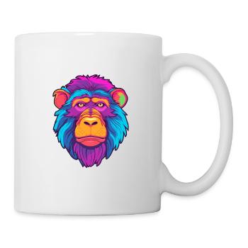 Babouin Aquarelle Colorée Dessin Animé Kawaii Animal - Mug blanc - blanc - Droite