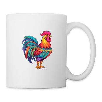 Hahn Buntes Aquarell Cartoon Kawaii Tier - Tasse - Weiß - Rechts