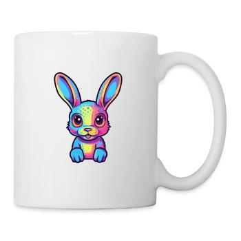 Kaninchen buntes Aquarell Cartoon Kawaii Tier - Tasse - Weiß - Rechts