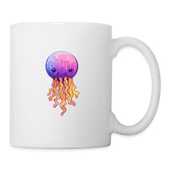Méduse Aquarelle Colorée Dessin Animé Kawaii Anima - Mug blanc - blanc - Droite