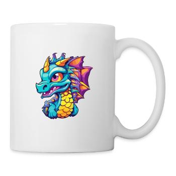 Drache Buntes Aquarell Cartoon Kawaii Tier - Tasse - Weiß - Rechts