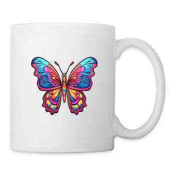 Papillon Aquarelle Colorée Dessin Animé Kawaii Anima - Mug blanc - blanc - Droite