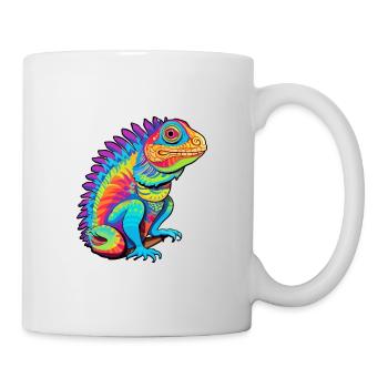 Iguana Colorful Watercolor Cartoon Kawaii Animal - Mug - white - Right