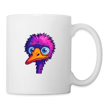 Ostrich Colorful Watercolor Cartoon Kawaii Animal - Mug - white - Right