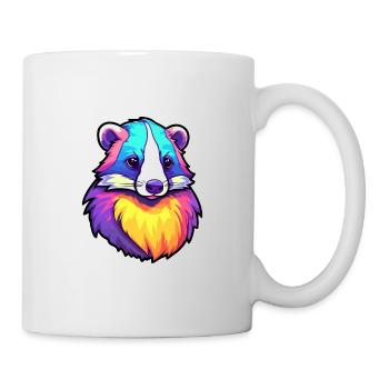 Blaireau Aquarelle Colorée Dessin Animé Kawaii Animal - Mug blanc - blanc - Droite