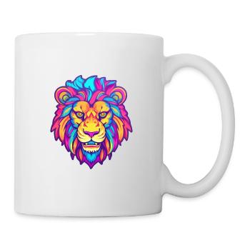 Lion Colorful Watercolor Cartoon Kawaii Animal - Mug - white - Right