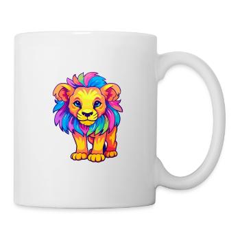 Lion Colorful Watercolor Cartoon Kawaii Animal - Mug - white - Right