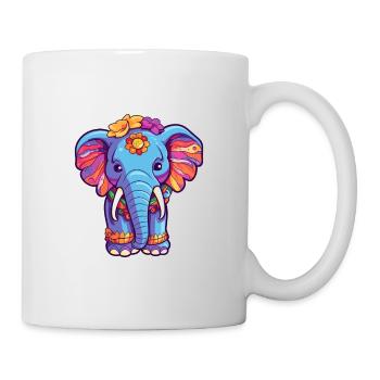 Éléphant Aquarelle Colorée Dessin Animé Kawaii Animal - Mug blanc - blanc - Droite