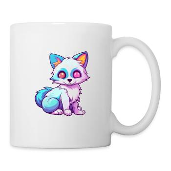 Arktisfuchs Bunte Aquarell-Karikatur Kawaii Anim - Tasse - Weiß - Rechts