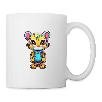 Ocelot Colorful Watercolor Cartoon Kawaii Animal - Mug - white - Right