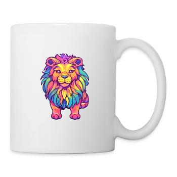 Lion Colorful Watercolor Cartoon Kawaii Animal - Mug - white - Right