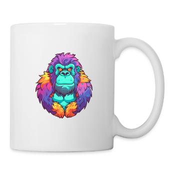 Gorilla Buntes Aquarell Cartoon Kawaii Tier - Tasse - Weiß - Rechts