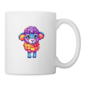 Schaf Buntes Aquarell Cartoon Kawaii Tier - Tasse - Weiß - Rechts