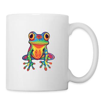 Frosch buntes Aquarell Cartoon Kawaii Tier - Tasse - Weiß - Rechts