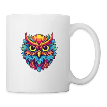 Owl Colorful Watercolor Cartoon Kawaii Animal - Mug - white - Right