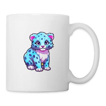 Snow Leopard Colorful Watercolor Cartoon Kawaii An - Mug - white - Right