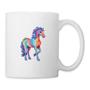 Pferd buntes Aquarell Karikatur Kawaii Tier - Tasse - Weiß - Rechts