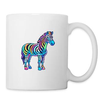 Zebra buntes Aquarell Cartoon Kawaii Tier - Tasse - Weiß - Rechts