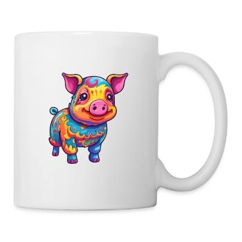 Pig Colorful Watercolor Cartoon Kawaii Animal - Mug - white - Right
