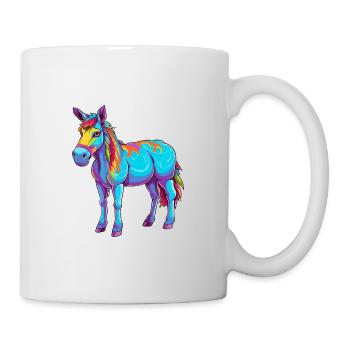 Âne Coloré Aquarelle Dessin Animé Kawaii Animal - Mug blanc - blanc - Droite