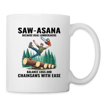 Lumberjack Woodworker Woodcutter Yoga Pose Funny - Mug - white - Right