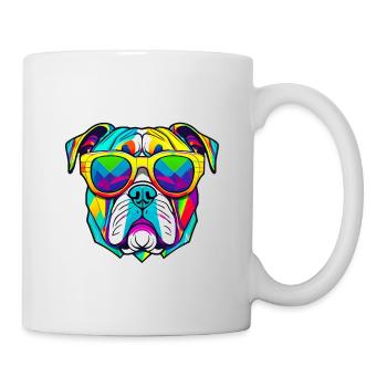 Farbe Bulldogge mit Sonnenbrille - Tasse - Weiß - Rechts