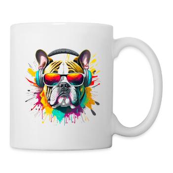 Bulldogge Hipster - Tasse - Weiß - Rechts