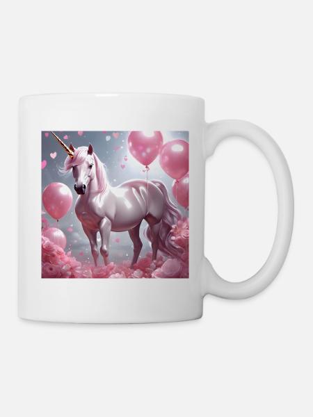 Unicorn pink hearts - Mug - white