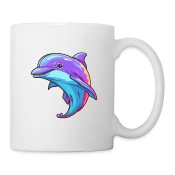 Dolphin Colorful Watercolor Cartoon Kawaii Animal - Mug - white - Right
