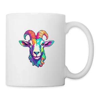 Goat Colorful Watercolor Cartoon Kawaii Animal - Mug - white - Right
