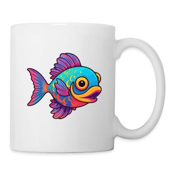Fish Colorful Watercolor Cartoon Kawaii Animal - Mug - white - Right