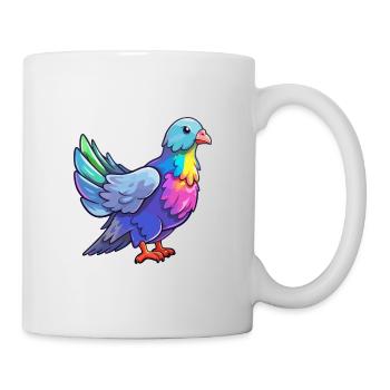 Taube buntes Aquarell Cartoon Kawaii Tier - Tasse - Weiß - Rechts