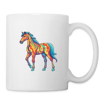 Pferd buntes Aquarell Karikatur Kawaii Tier - Tasse - Weiß - Rechts
