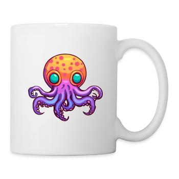 Oktopus Buntes Aquarell Cartoon Kawaii Tier - Tasse - Weiß - Rechts