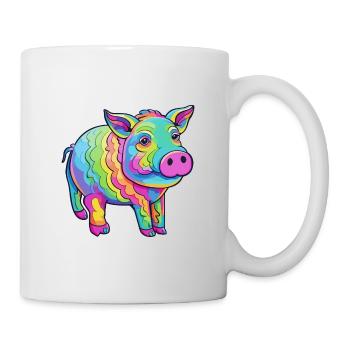 Pig Colorful Watercolor Cartoon Kawaii Animal - Mug - white - Right
