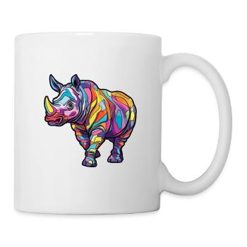 Rhino Colorful Watercolor Cartoon Kawaii Animal - Mug - white - Right