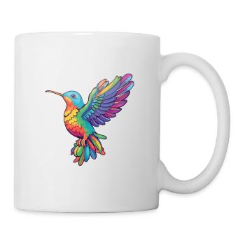 Hummingbird Colorful Watercolor Cartoon Kawaii Ani - Mug - white - Right