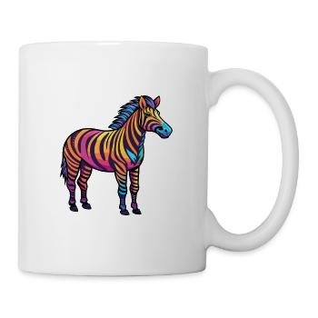 Zebra buntes Aquarell Cartoon Kawaii Tier - Tasse - Weiß - Rechts