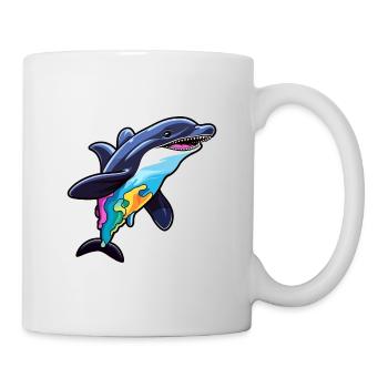 Orca Colorful Watercolor Cartoon Kawaii Animal - Mug - white - Right
