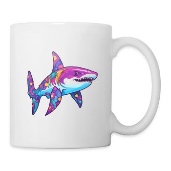 Requin Aquarelle Colorée Dessin Animé Kawaii Animal - Mug blanc - blanc - Droite