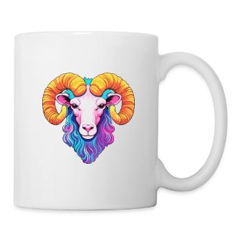 Ram Colorful Watercolor Cartoon Kawaii Animal - Mug - white - Right