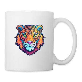 Tiger Colorful Watercolor Cartoon Kawaii Animal - Mug - white - Right